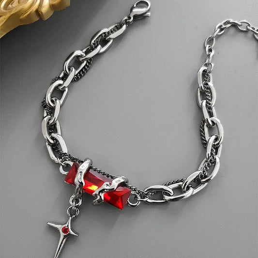 Hip-Hop Retro Rhombus Titanium Steel Inlay Rhinestones Men'S Bracelets (Copy)